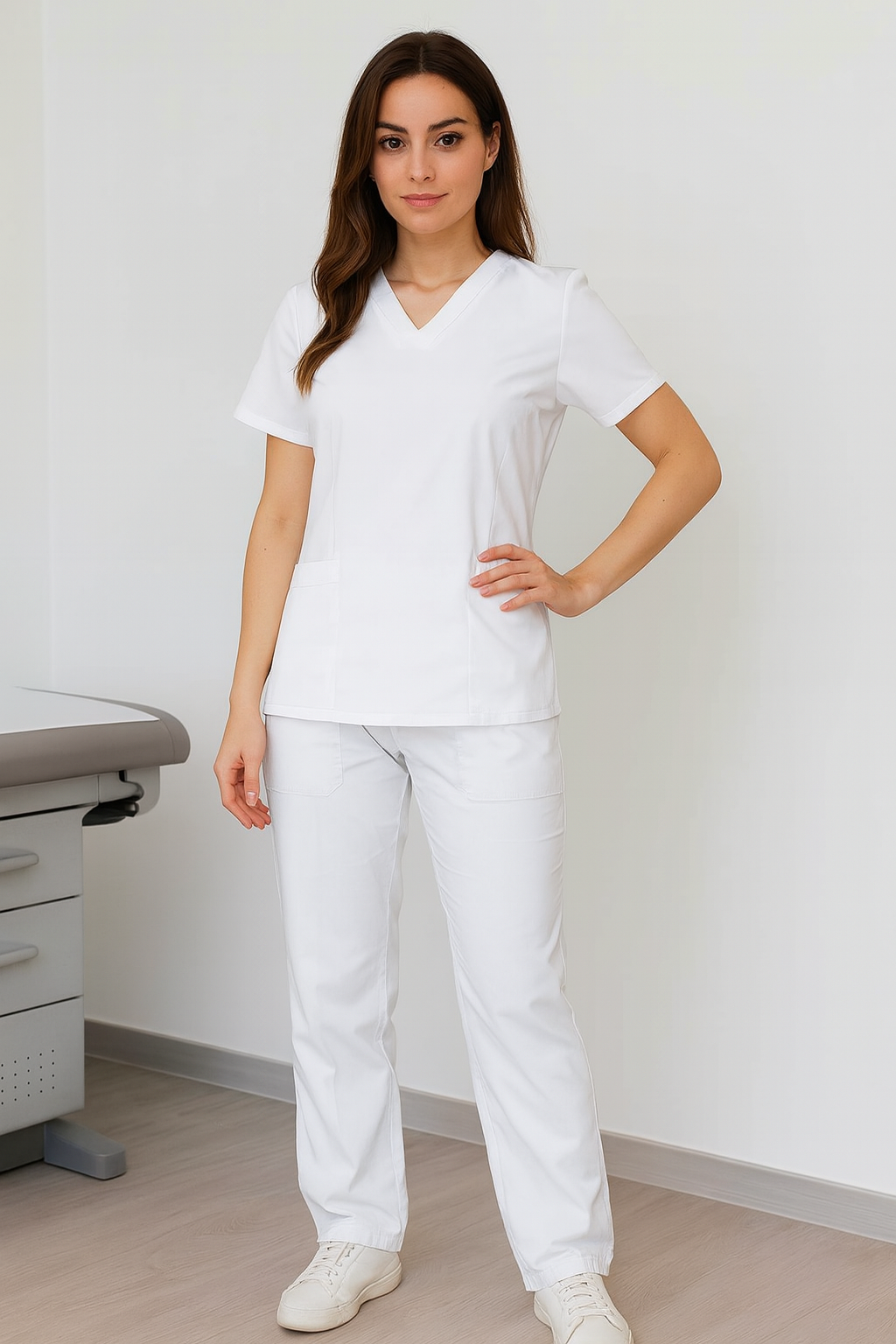 Tunica medicala dama complet alb - BLUGHE 1