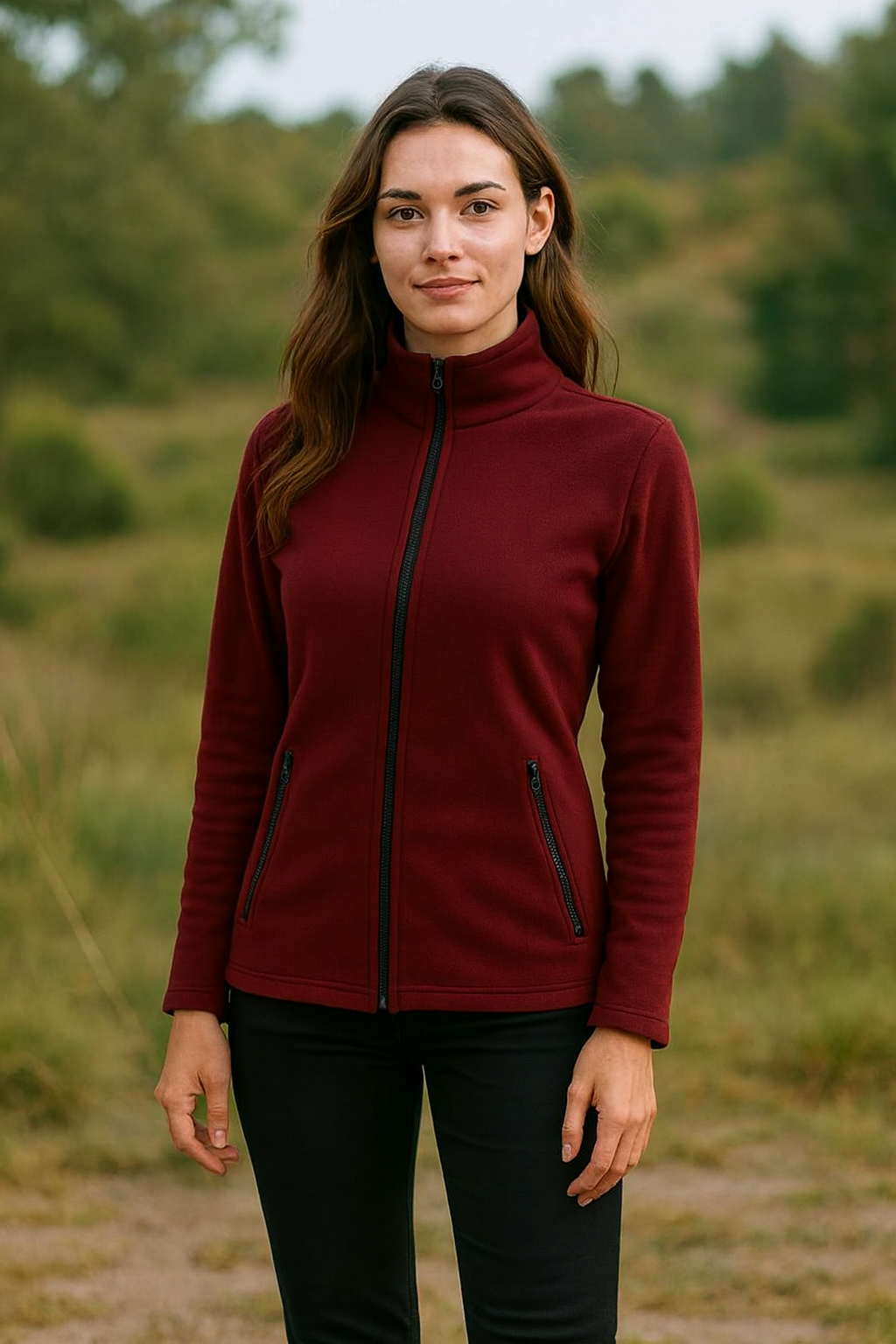 Jachetă Polar Fleece femei – vișiniu