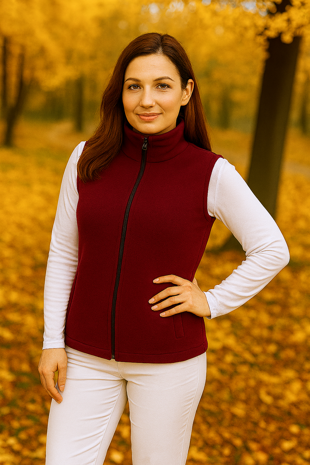 Vesta fleece femei visiniu - BLUGHE 1